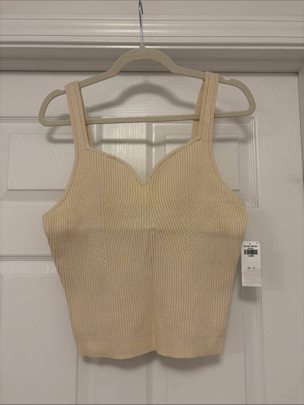 Abercrombie & Fitch Ribbed Bustier Tank Top - Cream